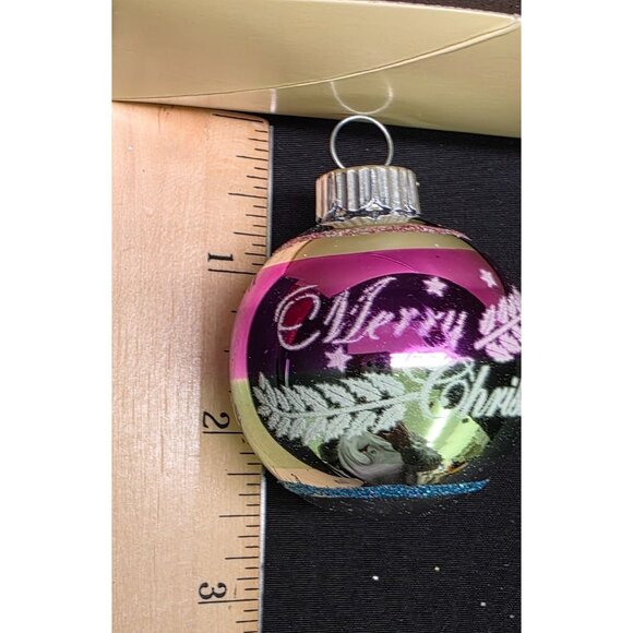 Christopher Radko Shiny Brite 1940s Stenciled Flocked Design Christmas Ornaments - Picture 7 of 8